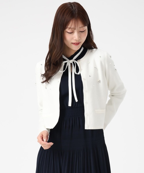 黒の刺繍ビジュー付きカーディガンCromehearts CHROME HEARTS クロム