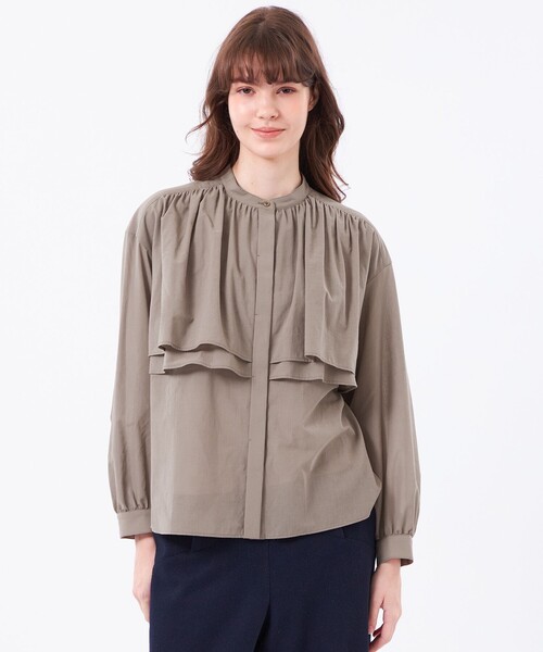 MACKINTOSH PHILOSOPHY(マッキントッシュ フィロソフィー)の「ボイルローンラッフルブラウス(シャツ/ブラウス・レディース・ベージュ系その他4/ブラック・38/36)」の2枚目の写真