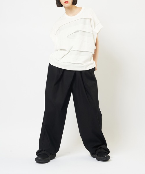 gomme（ゴム）の「マルチタックパンツ（その他パンツ・レディース・ブラック/ベージュ・MEDIUM）」の4枚目の写真