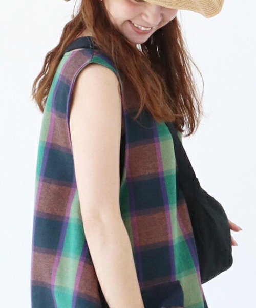 sanpo kuschel(サンポクシェル)の「どこにもないバルーンチェックトップス(チュニック・レディース・グリーン・FREE)」の9枚目の写真