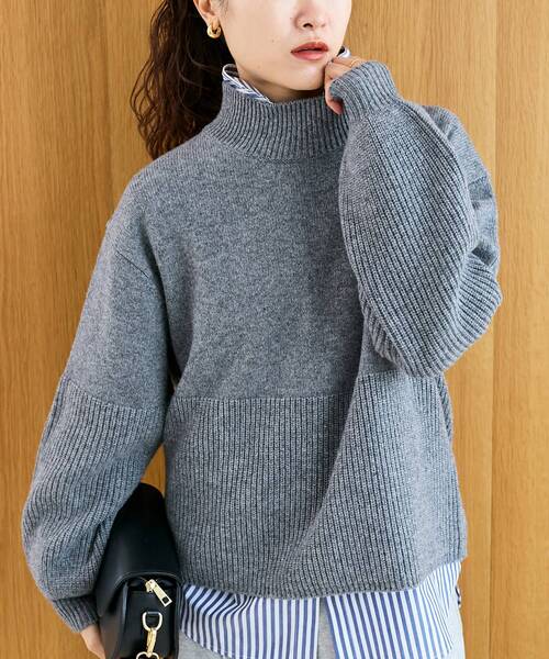 le.coeur blanc(ルクールブラン)の「片畦キリカエバックデザインニット(ニット/セーター・レディース・ラベンダー/ブラウン/グレー/ベージュ・38)」の2枚目の写真