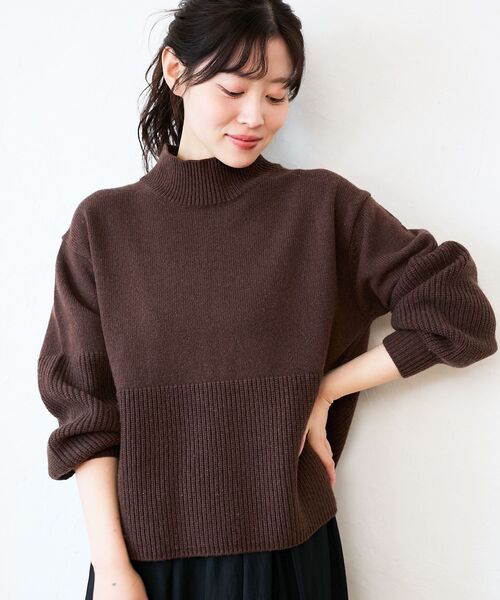 le.coeur blanc(ルクールブラン)の「片畦キリカエバックデザインニット(ニット/セーター・レディース・ラベンダー/ブラウン/グレー/ベージュ・38)」の6枚目の写真