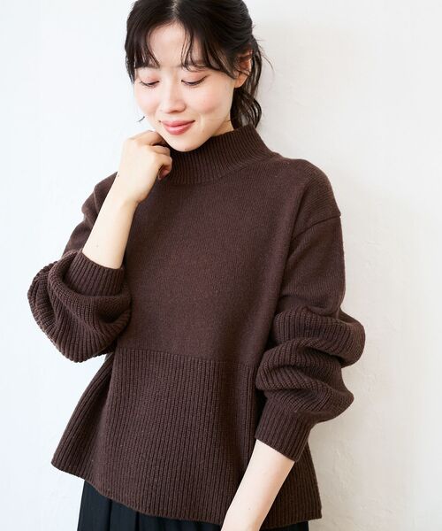 le.coeur blanc(ルクールブラン)の「片畦キリカエバックデザインニット(ニット/セーター・レディース・ラベンダー/ブラウン/グレー/ベージュ・38)」の7枚目の写真