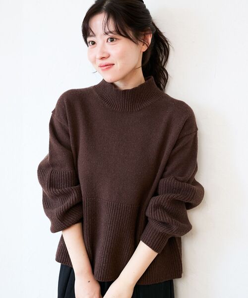 le.coeur blanc(ルクールブラン)の「片畦キリカエバックデザインニット(ニット/セーター・レディース・ラベンダー/ブラウン/グレー/ベージュ・38)」の8枚目の写真