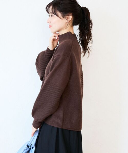 le.coeur blanc(ルクールブラン)の「片畦キリカエバックデザインニット(ニット/セーター・レディース・ラベンダー/ブラウン/グレー/ベージュ・38)」の10枚目の写真