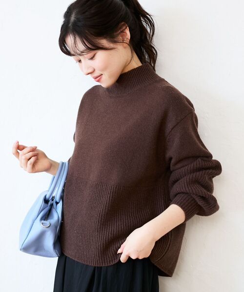 le.coeur blanc(ルクールブラン)の「片畦キリカエバックデザインニット(ニット/セーター・レディース・ラベンダー/ブラウン/グレー/ベージュ・38)」の11枚目の写真