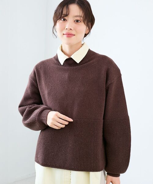 le.coeur blanc(ルクールブラン)の「片畦キリカエバックデザインニット(ニット/セーター・レディース・ラベンダー/ブラウン/グレー/ベージュ・38)」の17枚目の写真