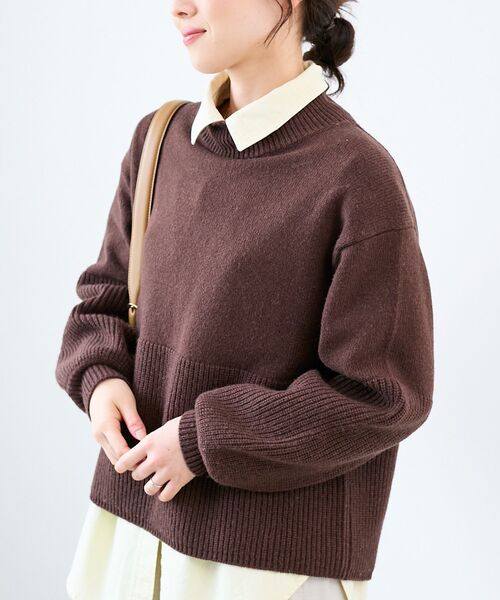 le.coeur blanc(ルクールブラン)の「片畦キリカエバックデザインニット(ニット/セーター・レディース・ラベンダー/ブラウン/グレー/ベージュ・38)」の19枚目の写真