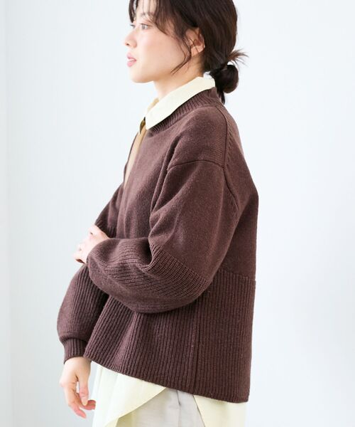 le.coeur blanc(ルクールブラン)の「片畦キリカエバックデザインニット(ニット/セーター・レディース・ラベンダー/ブラウン/グレー/ベージュ・38)」の21枚目の写真