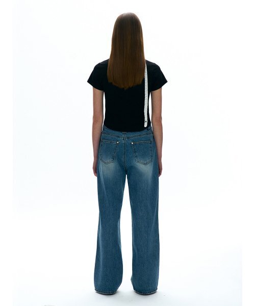 PARTIMENTO WOMEN(パルティメントウィメン)の「ディストレスドローライズジン_ミッドブルー(デニムパンツ・レディース・ブルー・MEDIUM)」の9枚目の写真
