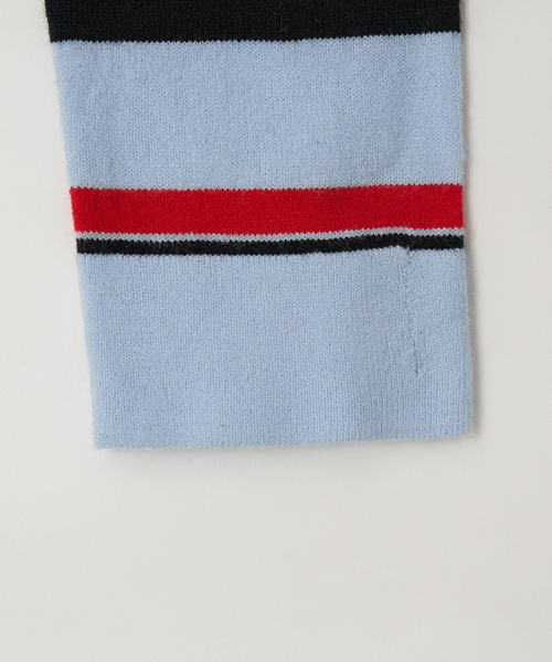 RONRON(ロンロン)の「STRIPE HENRYNECK COLLAR SLIM LONG SLEEVE KNIT BLUE RED(ポロシャツ・レディース・その他・FREE)」の4枚目の写真