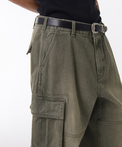 MUSINSA STANDARD（ムシンサスタンダード）の「ピグメントエクストラワイドカーゴデニムパンツ[カーキ]（デニムパンツ・メンズ・その他・26/27/29/36/34/32/30/31/33/40/38/42/28）」の5枚目の写真