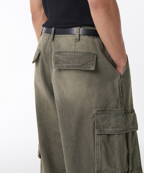 MUSINSA STANDARD（ムシンサスタンダード）の「ピグメントエクストラワイドカーゴデニムパンツ[カーキ]（デニムパンツ・メンズ・その他・26/27/29/36/34/32/30/31/33/40/38/42/28）」の7枚目の写真