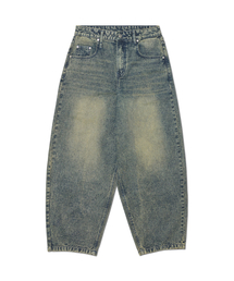 WAVE CURVED DENIM PANTS - WASHED BLUE