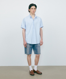 VTWO（ブイツー）の「Bio Boxy Overfit Roll-Up Half Shirt_Sky Blue（シャツ/ブラウス・メンズ）」