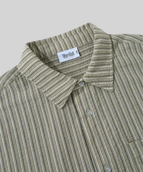 Verdnt（バーダント）の「マルチストライプバックロゴシャツ[ベージュ]（シャツ/ブラウス・レディース・その他・LARGE/SMALL/MEDIUM）」の7枚目の写真