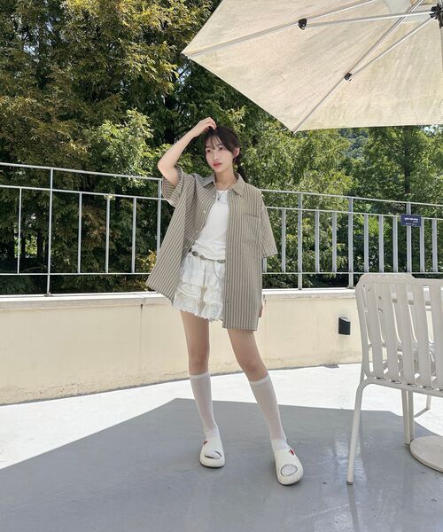 Verdnt（バーダント）の「マルチストライプバックロゴシャツ[ベージュ]（シャツ/ブラウス・レディース・その他・LARGE/SMALL/MEDIUM）」の13枚目の写真