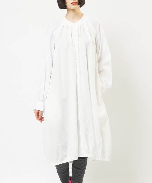 gomme(ゴム)の「ロングシャツワンピース(シャツワンピース・レディース・ブラック/ホワイト・MEDIUM)」の1枚目の写真