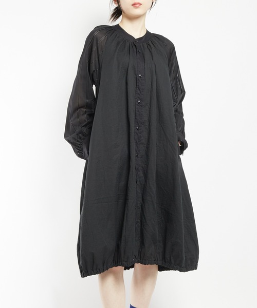 gomme(ゴム)の「ロングシャツワンピース(シャツワンピース・レディース・ブラック/ホワイト・MEDIUM)」の2枚目の写真