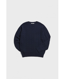 THE WEATHER IS AWESOME（ザウェザーイズオーサム）の「コットンケーブルニットクルーネック（ネイビー）（ニット/セーター）」