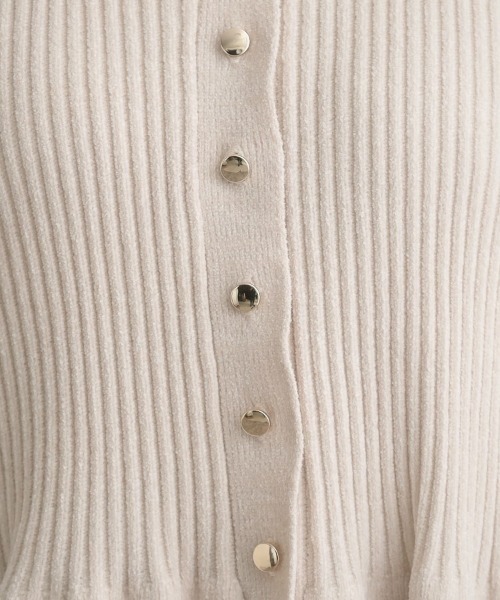 couture brooch（クチュールブローチ）の「【袖口レース・着映え】短毛モールペプラム カーデ（カーディガン/ボレロ・レディース・アイボリー/ブラウン系その他/ネイビー/ピンク系・36/38/42）」の19枚目の写真