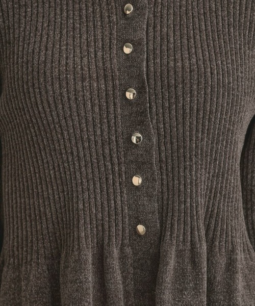 couture brooch（クチュールブローチ）の「【袖口レース・着映え】短毛モールペプラム カーデ（カーディガン/ボレロ・レディース・アイボリー/ブラウン系その他/ネイビー/ピンク系・36/38/42）」の20枚目の写真