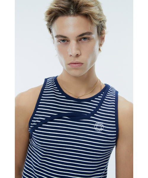 NOHANT(ノアン)の「CROSS SLEEVELESS STRIPE-NAVY(Tシャツ/カットソー・メンズ・その他・MEDIUM/X-SMALL/LARGE/SMALL)」の6枚目の写真