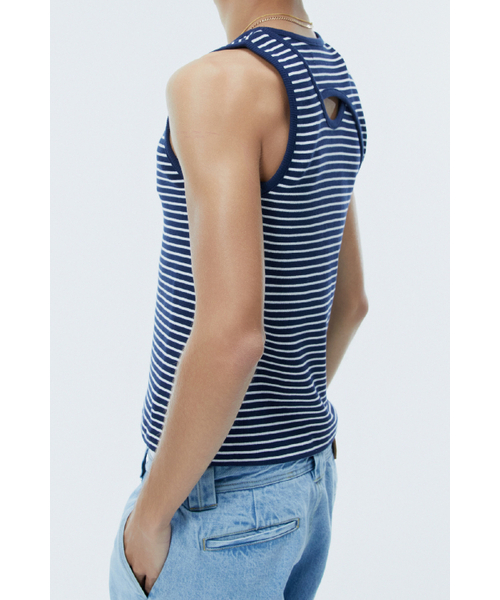 NOHANT(ノアン)の「CROSS SLEEVELESS STRIPE-NAVY(Tシャツ/カットソー・メンズ・その他・MEDIUM/X-SMALL/LARGE/SMALL)」の7枚目の写真