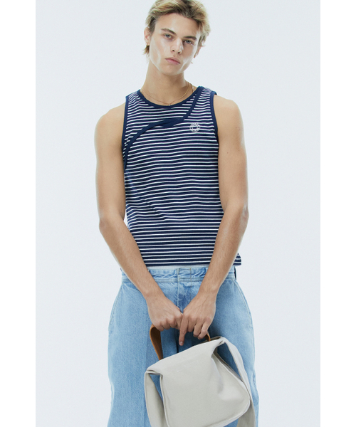 NOHANT(ノアン)の「CROSS SLEEVELESS STRIPE-NAVY(Tシャツ/カットソー・メンズ・その他・MEDIUM/X-SMALL/LARGE/SMALL)」の8枚目の写真
