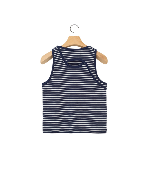 NOHANT(ノアン)の「CROSS SLEEVELESS STRIPE-NAVY(Tシャツ/カットソー・メンズ・その他・MEDIUM/X-SMALL/LARGE/SMALL)」の2枚目の写真