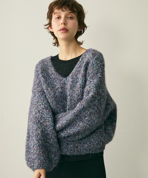 full/fill.(フルフィル)の「mix yarn v neck knit / ミックスヤーンVネックニット(ニット/セーター・レディース・パープル/ベージュ/グレー・FREE)」の1枚目の写真