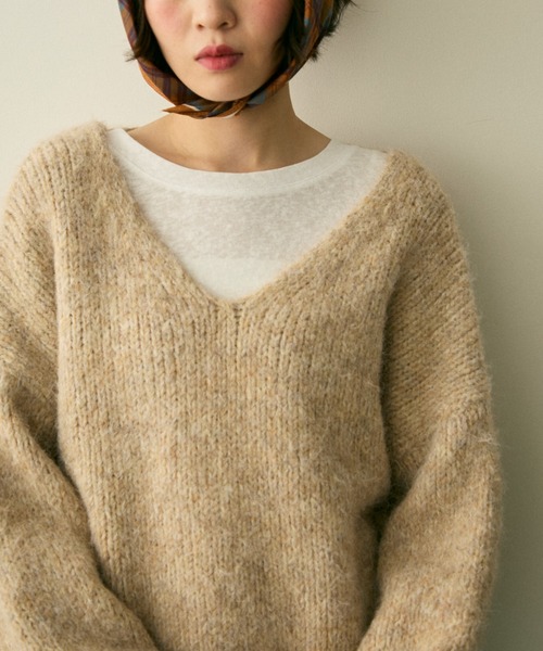 full/fill.(フルフィル)の「mix yarn v neck knit / ミックスヤーンVネックニット(ニット/セーター・レディース・パープル/ベージュ/グレー・FREE)」の11枚目の写真
