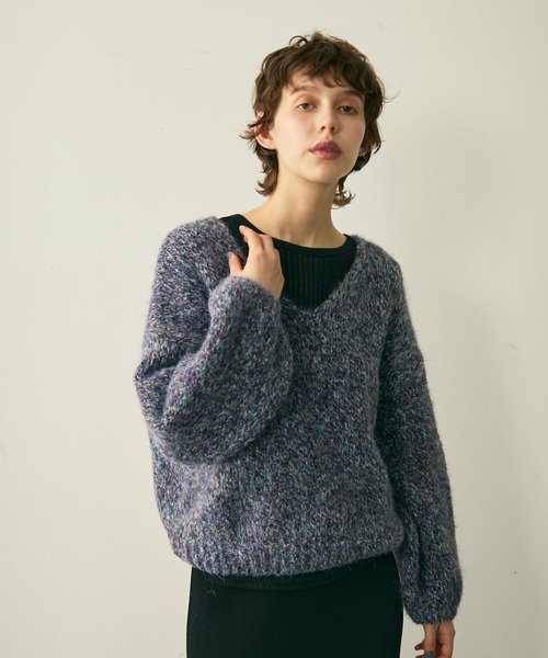 full/fill.(フルフィル)の「mix yarn v neck knit / ミックスヤーンVネックニット(ニット/セーター・レディース・パープル/ベージュ/グレー・FREE)」の19枚目の写真