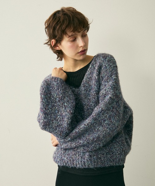 full/fill.(フルフィル)の「mix yarn v neck knit / ミックスヤーンVネックニット(ニット/セーター・レディース・パープル/ベージュ/グレー・FREE)」の18枚目の写真