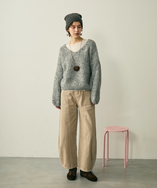 定価6.9万円one on one(NOBLE)★Vネックミックスヤーンニット mix yarn v neck knit / ミックスヤーンVネックニット（ニット