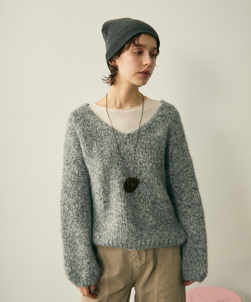 mix yarn v neck knit / ミックスヤーンVネックニット（ニット