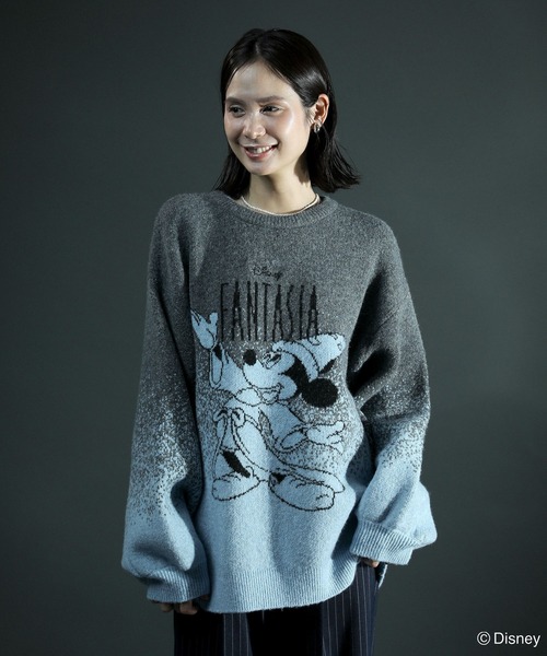 Disney（ディズニー）の「FANTASIA/ジャガードニットプルオーバー（ニット/セーター・レディース・チャコールグレー/ベージュ・FREE）」の4枚目の写真