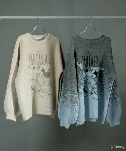Disney（ディズニー）の「FANTASIA/ジャガードニットプルオーバー（ニット/セーター・レディース・チャコールグレー/ベージュ・FREE）」の6枚目の写真