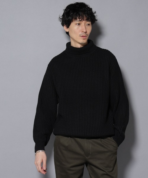 NANO universe（ナノユニバース）の「ローゲージタートルニット（ニット/セーター・メンズ・オフホワイト/ブラック/チャコール・S/M/L）」の2枚目の写真