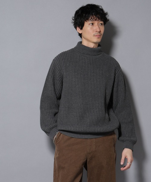 NANO universe（ナノユニバース）の「ローゲージタートルニット（ニット/セーター・メンズ・オフホワイト/ブラック/チャコール・S/M/L）」の12枚目の写真