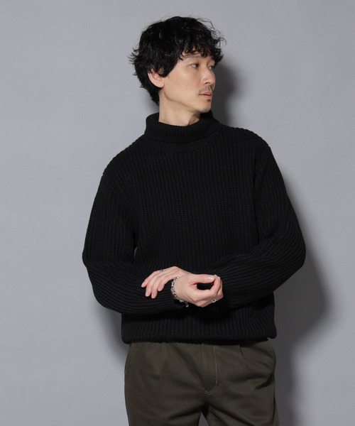 NANO universe（ナノユニバース）の「ローゲージタートルニット（ニット/セーター・メンズ・オフホワイト/ブラック/チャコール・S/M/L）」の18枚目の写真