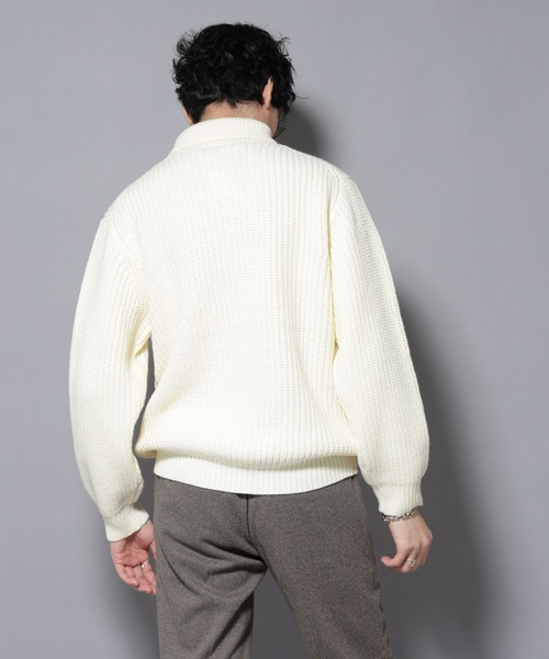 NANO universe（ナノユニバース）の「ローゲージタートルニット（ニット/セーター・メンズ・オフホワイト/ブラック/チャコール・S/M/L）」の6枚目の写真