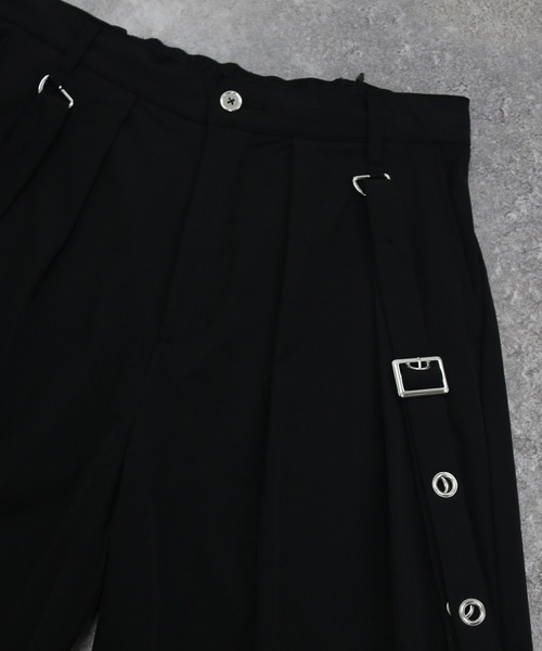 NYLAUS(ナイラス)の「【NYS】EYELET アイレットサスペンダー付き スカンツ スカートパンツ ワイド袴パンツ レディース メンズ(スラックス・メンズ・ブラック・M/L)」の7枚目の写真