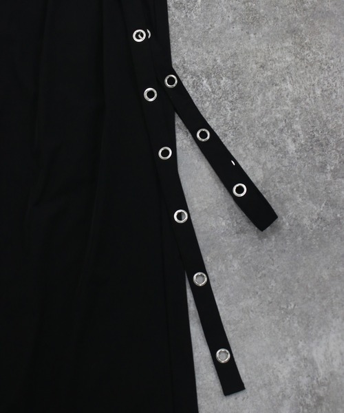 NYLAUS(ナイラス)の「【NYS】EYELET アイレットサスペンダー付き スカンツ スカートパンツ ワイド袴パンツ レディース メンズ(スラックス・メンズ・ブラック・M/L)」の8枚目の写真