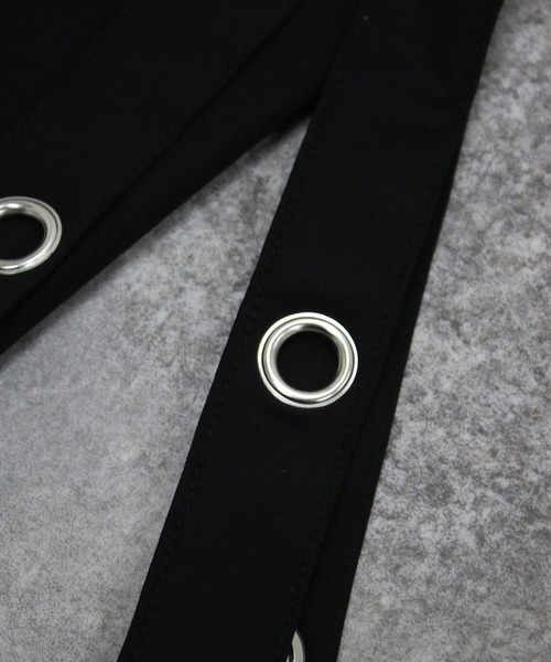 NYLAUS(ナイラス)の「【NYS】EYELET アイレットサスペンダー付き スカンツ スカートパンツ ワイド袴パンツ レディース メンズ(スラックス・メンズ・ブラック・M/L)」の10枚目の写真