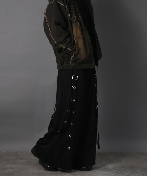 NYLAUS(ナイラス)の「【NYS】EYELET アイレットサスペンダー付き スカンツ スカートパンツ ワイド袴パンツ レディース メンズ(スラックス・メンズ・ブラック・M/L)」の21枚目の写真