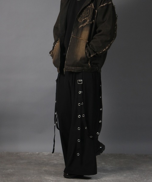 NYLAUS(ナイラス)の「【NYS】EYELET アイレットサスペンダー付き スカンツ スカートパンツ ワイド袴パンツ レディース メンズ(スラックス・メンズ・ブラック・M/L)」の11枚目の写真