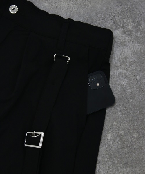 NYLAUS(ナイラス)の「【NYS】EYELET アイレットサスペンダー付き スカンツ スカートパンツ ワイド袴パンツ レディース メンズ(スラックス・メンズ・ブラック・M/L)」の15枚目の写真