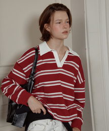 ANC HOPE STRIPE RUGBY SWEATSHIRTS_RED