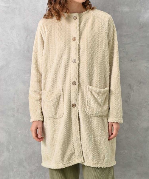 Bleu Bleuet（ブルーブルーエ）の「型押しマイクロノーカラーガウン26（ガウン/バスローブ・レディース・サックスブルー系/アイボリー・FREE）」の10枚目の写真